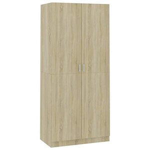 Montloxs Armadio a 2 Ante, Mensola Grande con Barra Appendiabiti, mobili per Camera da Letto, 90x52x200 cm, Rovere Sonoma