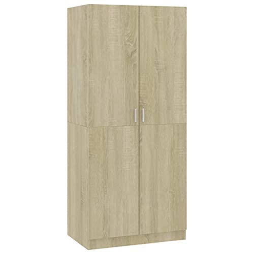 vidaXL Armadio Compatto Elegante Robusto con Scomparto e Asta Arredo Guardaroba Appendiabiti Organizer Casa Rovere Sonoma 80x52x180 cm in Truciolato