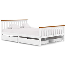 SKM Giroletto con 4 Cassetti Bianco in Massello di Pino 140x200 cm (44.7kg) Bianco-0438