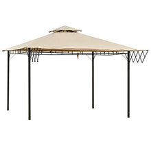 Outsunny Gazebo Pergola da Esterno o Giardino in Metallo con Doppio Tettuccio e Telo Estraibile Marrone Chiaro 3x3m