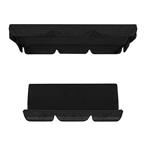 Coprisedile di ricambio per dondolo da giardino, per sedia a dondolo da giardino, Copertura di ricambio per altalena da giardino, per sedia a dondolo a 3 posti, 150 cm x 50 cm x 10cm (U3-Nero)