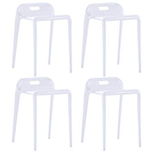 Tidyard Sgabelli Impilabili in Plastica Moderni Industriali,Sgabelli Alti da Bar Cucina 4 pz Bianchi