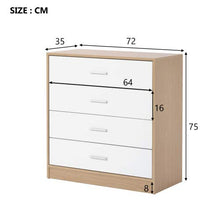 Comodino con 4 cassetti o camera da letto, soggiorno, ingresso, facile da montare, colore: bianco