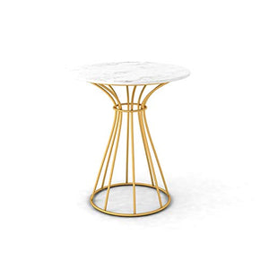 H-Comodini Camera Tavolino Laterale Piccolo Tavolino Tavolino in Marmo Tavola Rotonda Corner Table Nordic Divano Tavolo Balcone Soggiorno (Color : Gold, Size : 50cmx60cm)