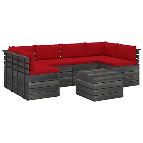 vidaXL Set Divani da Giardino su Pallet 7 pz con Cuscini Massello Pino
