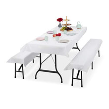 Relaxdays Tovaglie per Tavoli e Panche da Birreria in Set da 3, Misure LxP 100 x 250 cm, 2 Copri Panca, Lavabili, Bianco