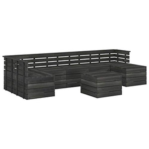 vidaXL Set Divani da Giardino su Pallet 8 pz Legno Pino Grigio Scuro