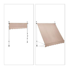 Relaxdays Tenda da Sole, Protezione per Il Balcone, Regolabile, Senza Forare, a Manovella, 200 cm di Larghezza, Beige, 200 x 120 cm