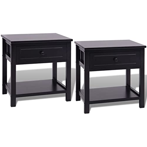 vidaXL Set 2 pz Comodini Neri Camera da Letto Eleganti in Legno Paulownia e MDF