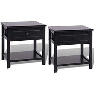 vidaXL Set 2 pz Comodini Neri Camera da Letto Eleganti in Legno Paulownia e MDF