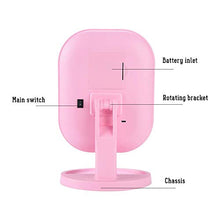 Specchio da trucco a LED, con 20 luci a LED, con ingrandimento 10x, con design girevole a 180°, colore rosa