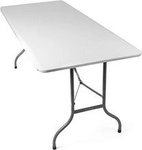 Mediawave Store - Tavolo Pieghevole trasportabile SILVERA con Maniglia Bianco 180 x 75 x 74 cm, Perfetto Come Tavolo da Campeggio, da Buffet, da Cucina Tavolino Esterno Richiudibile Valigetta Bianco