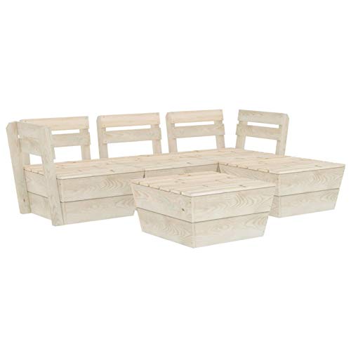 Tidyard Set Divani da Giardino su Pallet 5 pz in Legno Abete Impregnato,Salotto da Giardino in Legno,Divano da Esterno 5 Posti,per Interni ed Esterni, per Salotto, terrazza