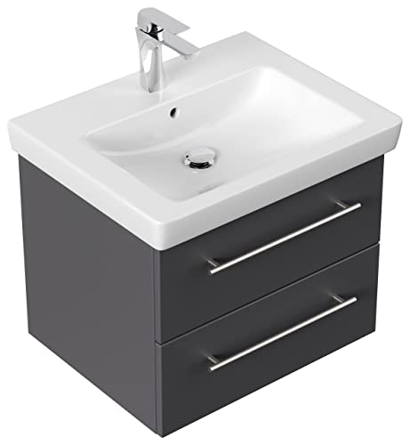 emotion SUBWAY2-0-60CM000104DE - Lavabo con mobiletto, in Legno, 56 x 45 x 44,5 cm, Colore: Antracite Lucido
