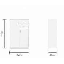 DEINE TANTE EMMA 002645 Kiel 3A - Comò con 2 ante e 2 cassetti, 74 x 111 x 35 cm, colore: Bianco