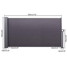 uyoyous 160 x 300 cm tenda laterale in alluminio estensibile per balcone e terrazzo, protezione da sguardi indiscreti, protezione dal vento, rullo laterale e rullo di ritorno automatico
