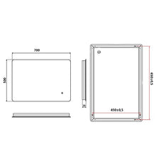 SONNI Specchio da Bagno Illuminato a LED, Specchio da Parete da Bagno 70 x 50cm Moderno, Bianco Freddo Impermeabile IP44 a Risparmio Energetico