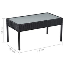Tidyard 9 PZ Set Divano da Giardino in Mobili Rattan, 2 Divano/1 Poltrone/1 Tavolino con Top in Vetro, Polyrattan, Telaio in Acciaio, Nero e Bianco Crema