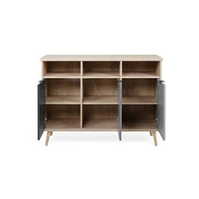 EPIK - Mobiletto in quercia e grigio | Comò 120 x 88 cm con piedini in rovere massiccio