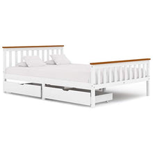 SKM Giroletto con 2 Cassetti Bianco in Massello di Pino 140x200 cm (34.85kg) Bianco-0435