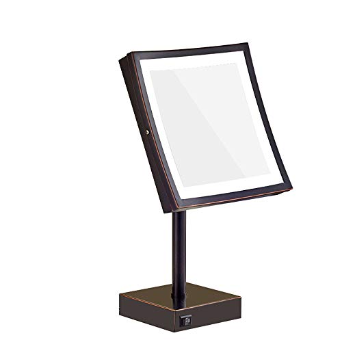 specchio trucco,specchio trucco,Specchio per trucco da tavolo da 8 pollici, metallo con ingrandimento 3 volte interruttore in bronzo nero specchio di bellezza