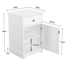 Yaheetech Comodino Bianco Moderno da Camera da Letto Armadietto Cameretta Tavolino da Salotto Laterale Divano con 1 Anta Cassetto e Ripiano Regolabile 40 x 35 x 60 cm