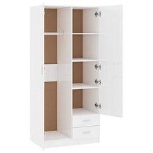 Festnight Armadio Multiuso Bianco Lucido con 2 Ante e 2 Cassetti 80x52x180 cm in Truciolato