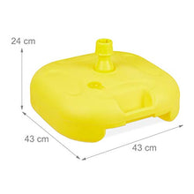Relaxdays Base per Ombrellone, da Riempire con Acqua o Sabbia, per Aste D: 25-32mm, Supporto in Plastica,43x43 cm,Giallo