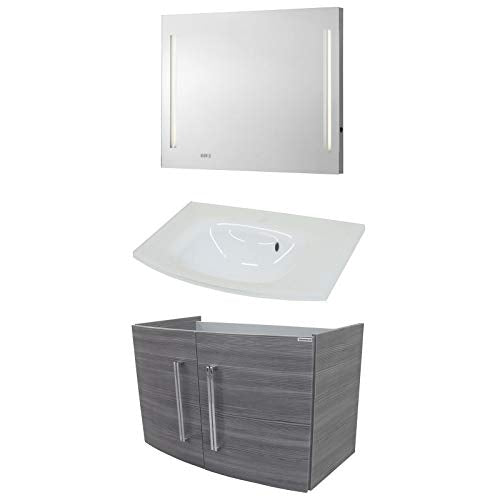 Fackelmann Set di mobili da Bagno Lugano Mobiletto da Bagno/lavabo/Specchio