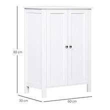 kleankin Mobiletto Armadietto 2 Ripiani 2 Ante con Maniglie da Bagno MDF 60 x 30 x 80cm Bianco