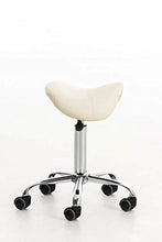 CLP Sgabello Lavoro Reno In Similpelle I Sgabello Pc A Sella Imbottito Regolabile 53-68 CM E Girevole Base In Metallo, Colore:crema