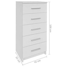 FAMIROSA Cassettiera Alta in Truciolato 41x35x106 cm Bianca