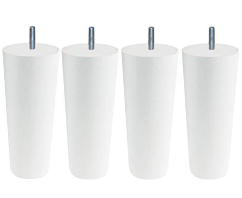 Margot – Cottage Conico – Set di 4 Piedi di Rete Legno 7,5 X 7,5 X 20 cm, Legno, Bianco, 7,5 x 7,5 x 20 cm