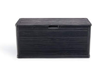909 OUTDOOR Cassapanca Contenitore 280 L, Baule da Esterno Impermeabile, Panca Contenitore Nera Effetto Legno, Panca da Giardino 117x45x56 cm