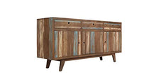 Zerone - Credenza retrò, in legno massiccio, stile vintage, con 3 cassetti, 145 x 40 x 75 cm
