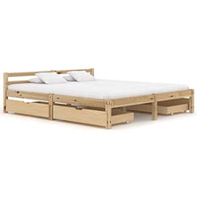Tidyard Struttura Letto Matrimoniale Moderno con 4 Cassetti in Legno Massello di Pino Bianco/Chiaro 140/160/180x200 cm,Letto con Cassetti,Struttura Letto in Legno,Giroletto Matrimoniale in Legno