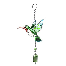 Colibrì Metallo Campanella A Vento Vetro Colorato Disegno Vernice Spruzzata Art Déco Verde