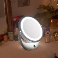 Broadcare specchio da trucco, illuminato, con ingrandimento 1x/5x, doppio, ricaricabile con USB, portatile, specchio con luci a LED per viaggi, bagno