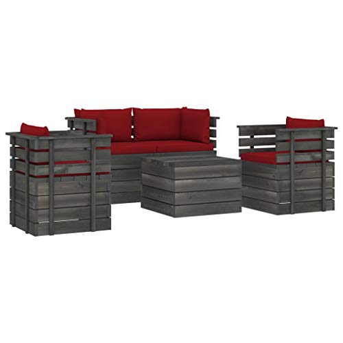 FAMIROSA Set Divani da Giardino su Pallet 5 pz con Cuscini Massello Pino-1824