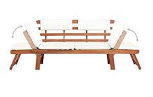 Pissente - Panca da giardino regolabile 2 in 1, letto da giardino convertibile, poltrona relax da giardino in legno con cuscino per cortile terrazzo, hotel