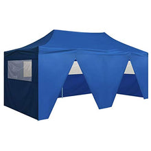 Tidyard Gazebo Pieghevole Impermeabile Blu/Crema/Antracite con 4 Pareti e Struttura in Acciaio 6x3m,Gazebo Pieghevole,Gazebo Impermeabile,Gazebo con Parete,Gazebo Richiudibile