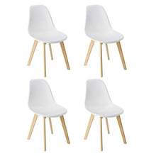 WENKO Set di 4 sedie a Conchiglia per Sala da Pranzo, Bianche, Lavabili, Gambe in Legno massello di faggio, Design scandinavo