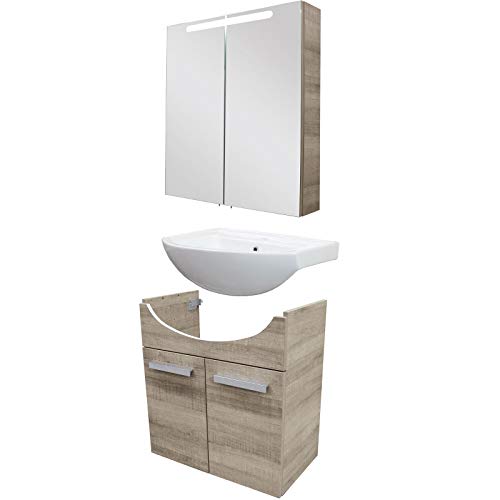 Fackelmann Set di mobili da Bagno Vero Mobiletto da Bagno/lavabo/Specchio