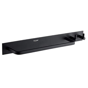 Portasciugamani, Portasciugamani Fissato al Muro, Portasciugamani Singolo in Alluminio con Gancio per Doccia, per Cucina del Bagno, Nero, 43cm