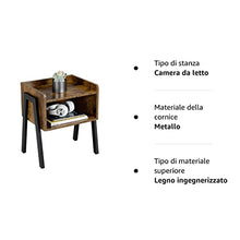 Yaheetech Comodino Camera da Letto Industriale Tavolino Laterale da Divano Tavolino Basso Impilabile Mobile da Divano in Legno e Metallo 46 x 33 x 53 cm