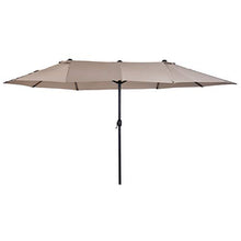 Outsunny Ombrellone da Giardino 460x270x240cm Doppio con Apertura a Manovella, Acciaio e Poliestere Color caffè