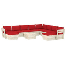 SKM Set Divani da Giardino su Pallet 11 pz con Cuscini Legno Abete (204.7kg) Rosso-3690