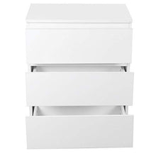 HYM 3 Cassetti Tavolo Notturno Cabinetto Comodino Ad Alto Comodino per Camera da Letto Lucido Bianco