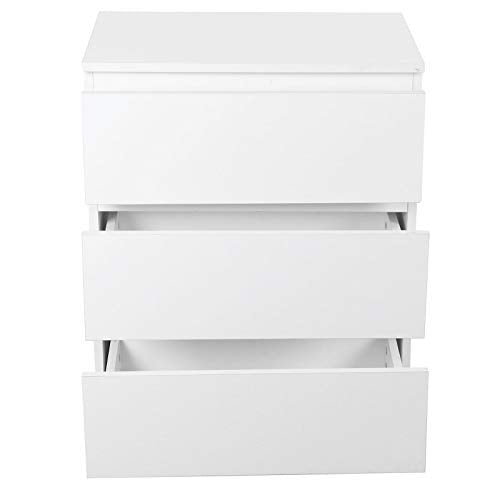 Dsrgwe Comodini Tavolo Notturno 3 Cassetti Cabinetto Comodino Comodino Alto Lucido per Camera da Letto Mobili Bianchi