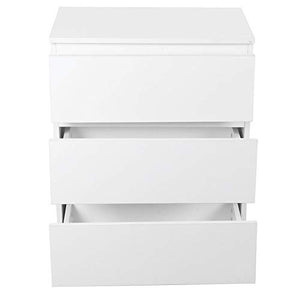 Dsrgwe Comodini Tavolo Notturno 3 Cassetti Cabinetto Comodino Comodino Alto Lucido per Camera da Letto Mobili Bianchi